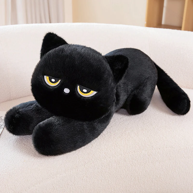 Black Cat Plush Pillow Soft Stuffed Lying Cat Cushion Cute Sleeping Cat Design Lovely Birthday Gift Idea for Cat Lovers - Image 5