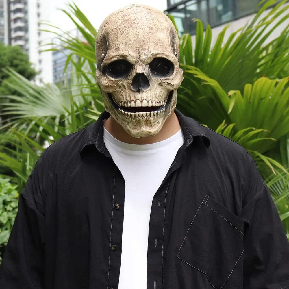 Movable Jaw Mask Non-Toxic Skull Mask Latex Headgear Tear-Resistant Full Head Skull Helmet For Outdoor Decorations Halloween - Image 3