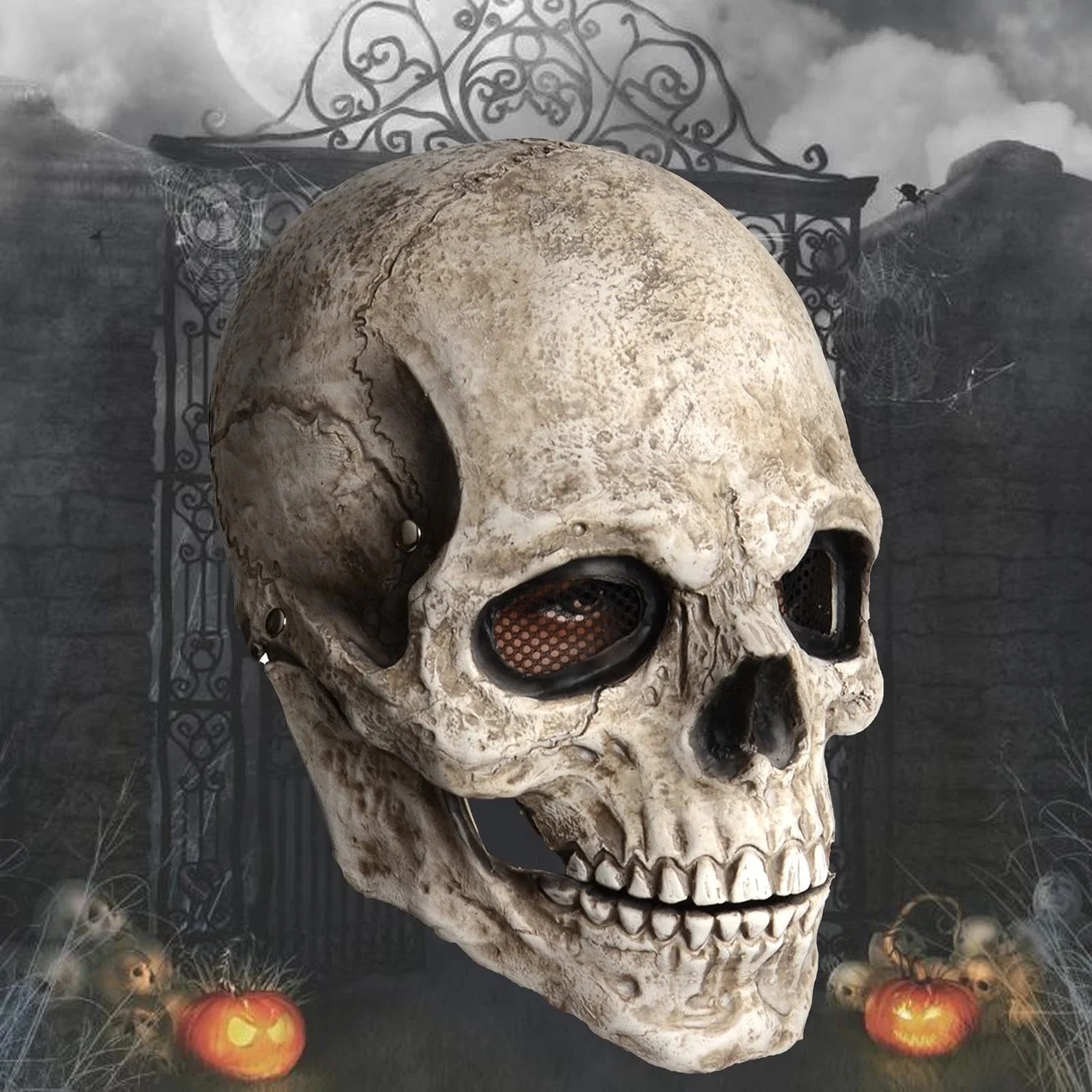 Movable Jaw Mask Non-Toxic Skull Mask Latex Headgear Tear-Resistant Full Head Skull Helmet For Outdoor Decorations Halloween - Image 6