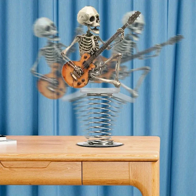 Rock Style Skull Guitar Car Ornaments Spring Swing Creative Decoration 2D Car Personalized Decoration Small Objects - Image 4