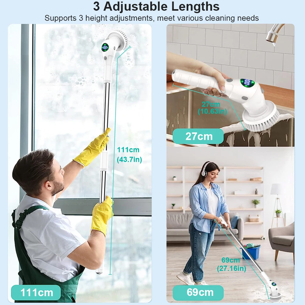 Electric Cleaning Brush 8 in 1 Multifunctional Household Wireless Rotatable Cleaning Brush For Bathroom Kitchen Windows Toilet - Image 5