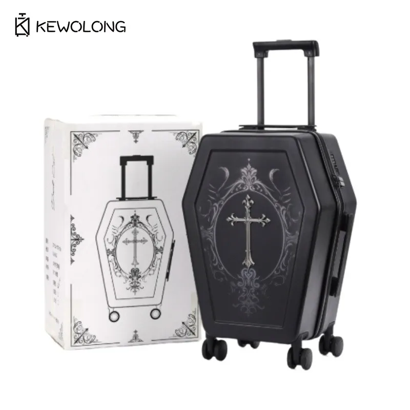 Unique design Gothic Coffin suitcase Halloween travel bag Black retro trunk Vampire themed suitcase Dark aesthetic luggage - Image 3