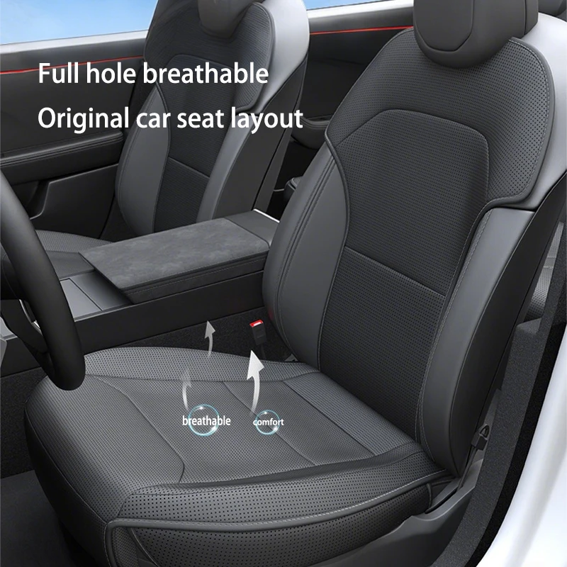 For Tesla ModelY Juniper PU Seat Cushion Ventilation Comfortable, Four Seasons Universal Split Single Sitting Back row Set - Image 3