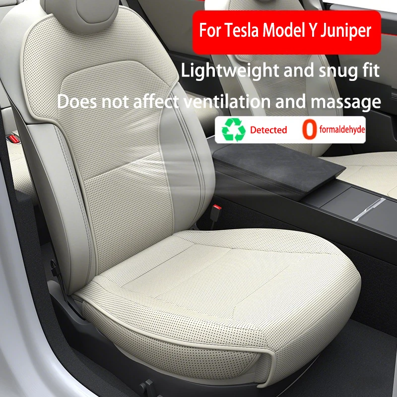 For Tesla ModelY Juniper PU Seat Cushion Ventilation Comfortable, Four Seasons Universal Split Single Sitting Back row Set - Image 4