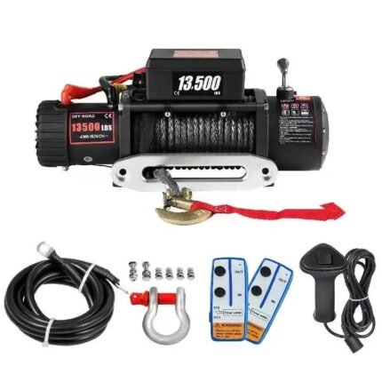13500LBS Electric Truck Winch12v Electric Winch ATV Synthetic Rope with Remote Control for 4X4 Car Trailer ATV Truck