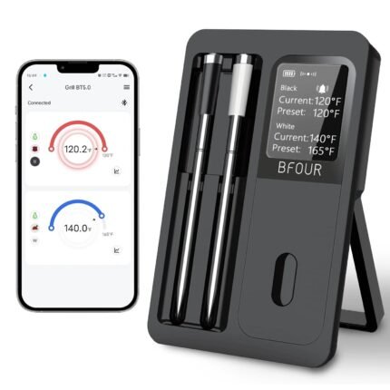 Wireless Bluetooth Meat Thermometer IP67 Waterproof Probes with LCD Screen Booster Rechargeable for Grilling Smoker BBQ Oven