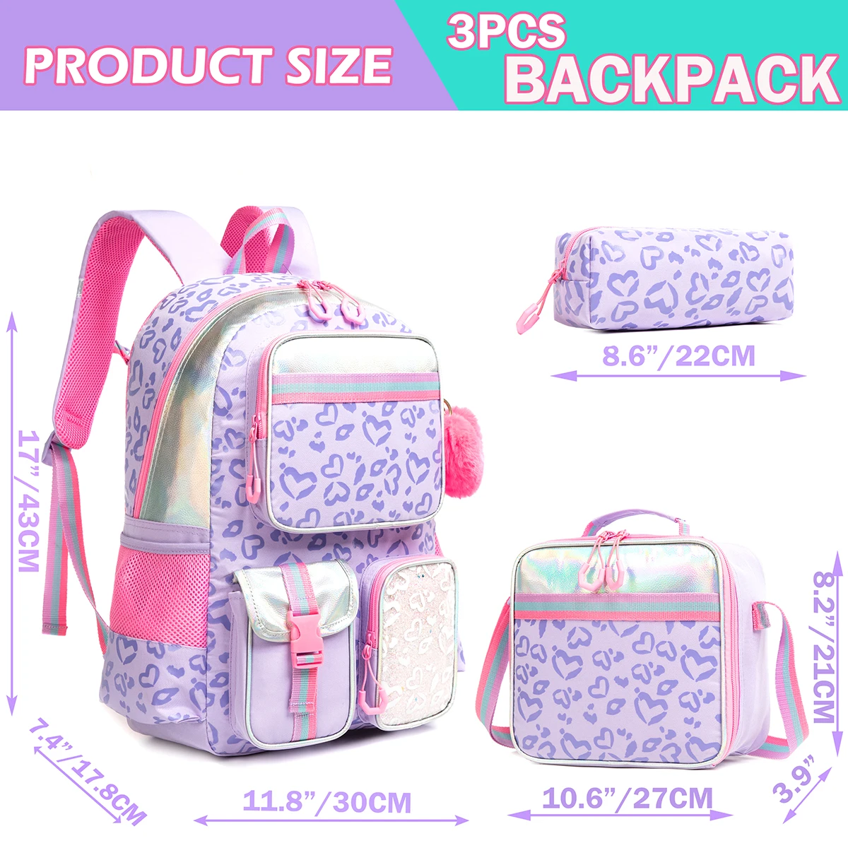 Meetbelify Backpack for Girls Schoolbag Aesthetic Backpack for Elementary Student Teen Girls Bookbag with Lunchbox and Penbag - Image 3