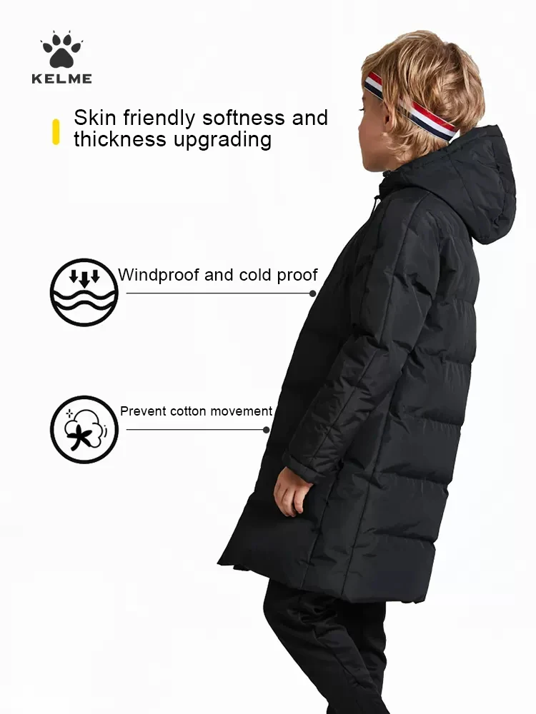 Kid Winter Jacket Long Solid Sports Training Coat Child Overcoat Outrwear Warm Cotton Padded Winter Coat Boys Girl - Image 3