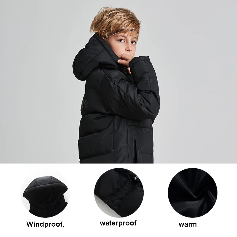 Kid Winter Jacket Long Solid Sports Training Coat Child Overcoat Outrwear Warm Cotton Padded Winter Coat Boys Girl - Image 4