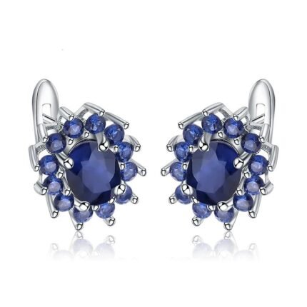 Gem’s Ballet 1.89Ct Natural Blue Sapphire Earrings 925 Sterling Silver Gemstones Vintage Stud Earrings For Women Fine Jewelry