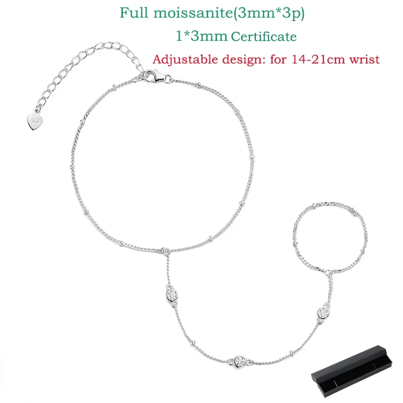 3MM Moissanite Bracelets for Women 14-21cm Wrist Size Adjustable Chain 925 Sterling Silver Plated 18K Wholesale Jewelry - Image 6