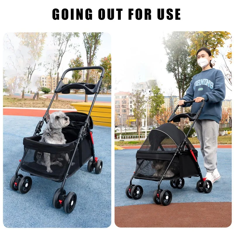 Pet Stroller Dogs Cats Teddy Bear Baby Stroller Small Pet Stroller Light and Foldable Suitable Outdoor Travel Dog Cat Supplies - Image 5