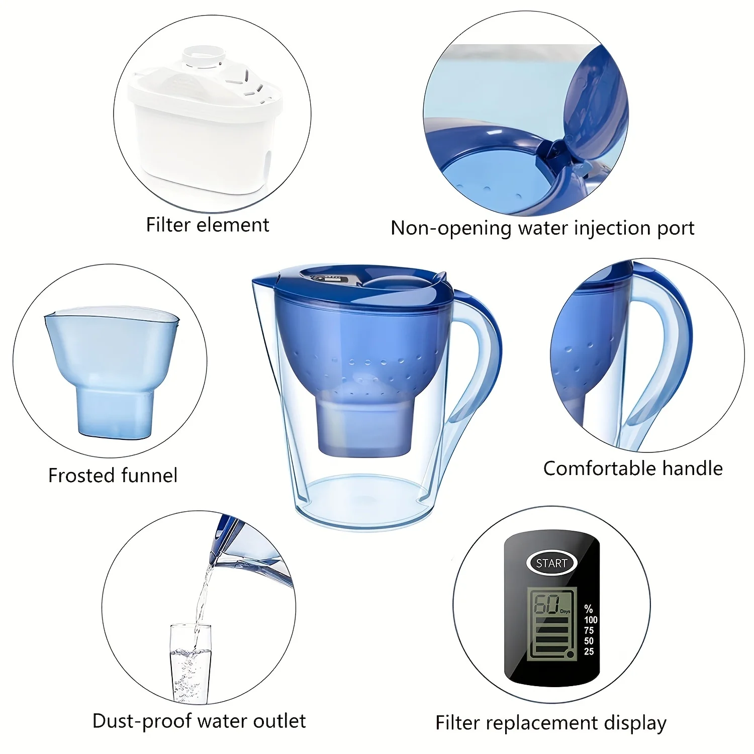 Household Filter Kettle with 3 Filter Device Alkaline Activated Carbon Water Purifier and Timer Clean Non-toxic Filter Wate 3.5L - Image 2