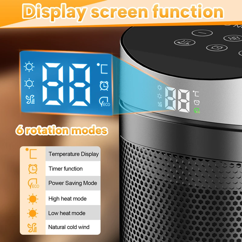 Electric Heater 1500W Space Heater Indoor Energy Saving Hot Air Heater With Remote Control Timer Warmer For Office Home - Image 2
