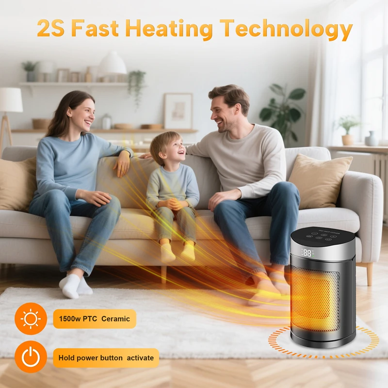 Electric Heater 1500W Space Heater Indoor Energy Saving Hot Air Heater With Remote Control Timer Warmer For Office Home - Image 3